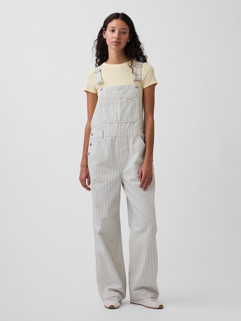 Relaxed Denim Stripe Overalls