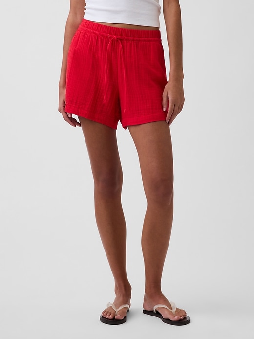 Image number 2 showing, 4" Mid Rise Cotton Gauze Easy Shorts