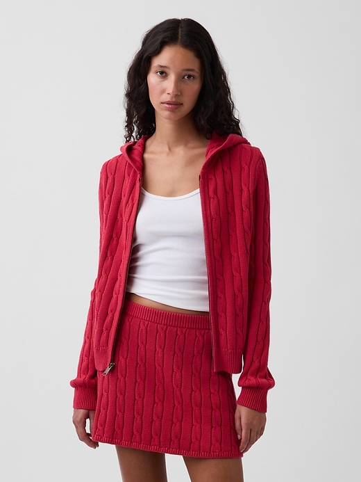 L'image numéro 1 présente Cardigan à glissière en tricot torsadé 100 % coton