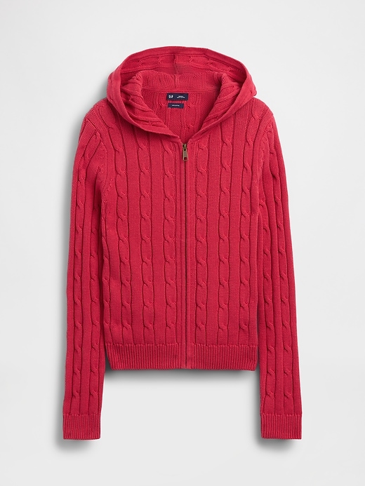 L'image numéro 6 présente Cardigan à glissière en tricot torsadé 100 % coton