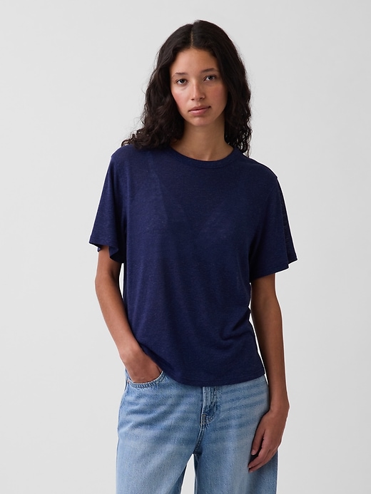 Image number 1 showing, Linen-Blend Relaxed T-Shirt