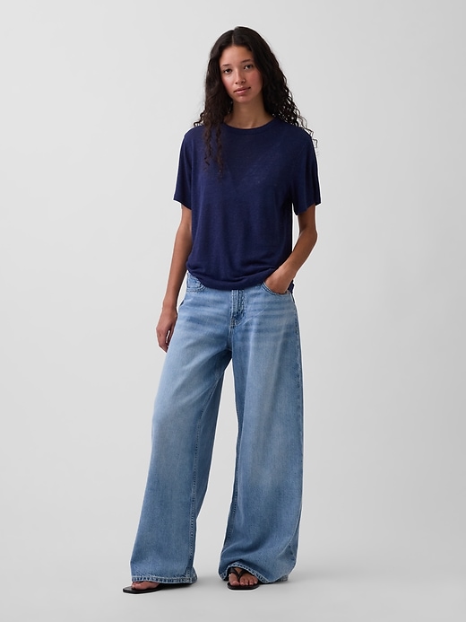 Image number 2 showing, Linen-Blend Relaxed T-Shirt