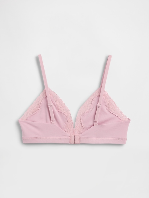Image number 7 showing, Organic Stretch Cotton Lace-Trim Triangle Bra
