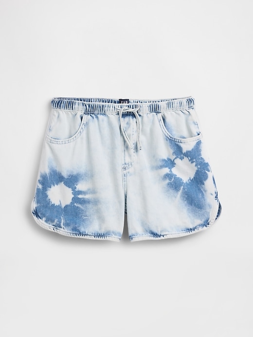 L'image numéro 2 présente Short confort en denim teint par nœuds à taille haute pour Enfant