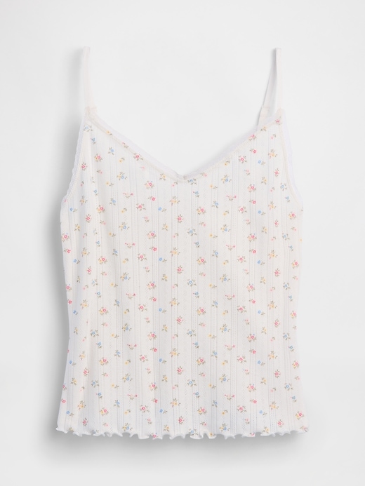 L'image numéro 5 présente Camisole de pyjama à ourlet ondulé en tricot pointelle