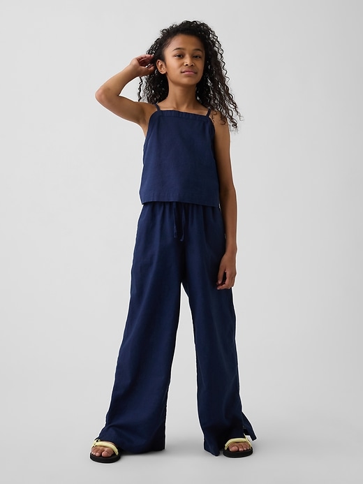 L'image numéro 1 présente Pantalon confort jambe large en lin et coton pour Enfant