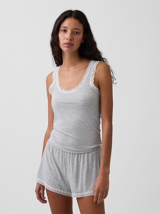 Image number 1 showing, Softest Modal Lace-Trim PJ Tank Top