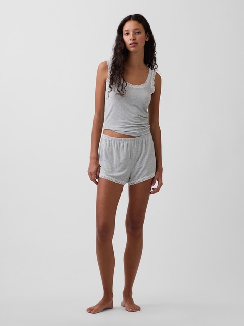 SoftMade Modal Lace-Trim PJ Shorts