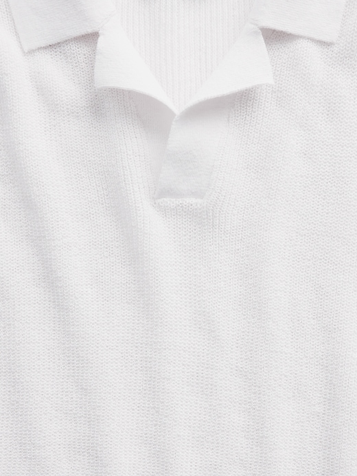 L'image numéro 4 présente Chemise chandail à col polo plat ouvert en mélange de lin