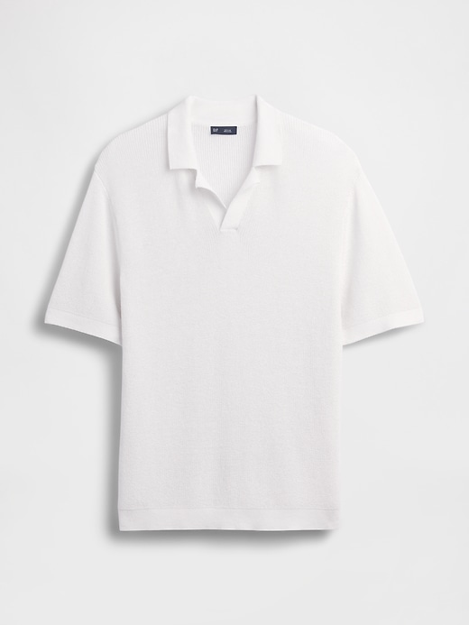 L'image numéro 5 présente Chemise chandail à col polo plat ouvert en mélange de lin