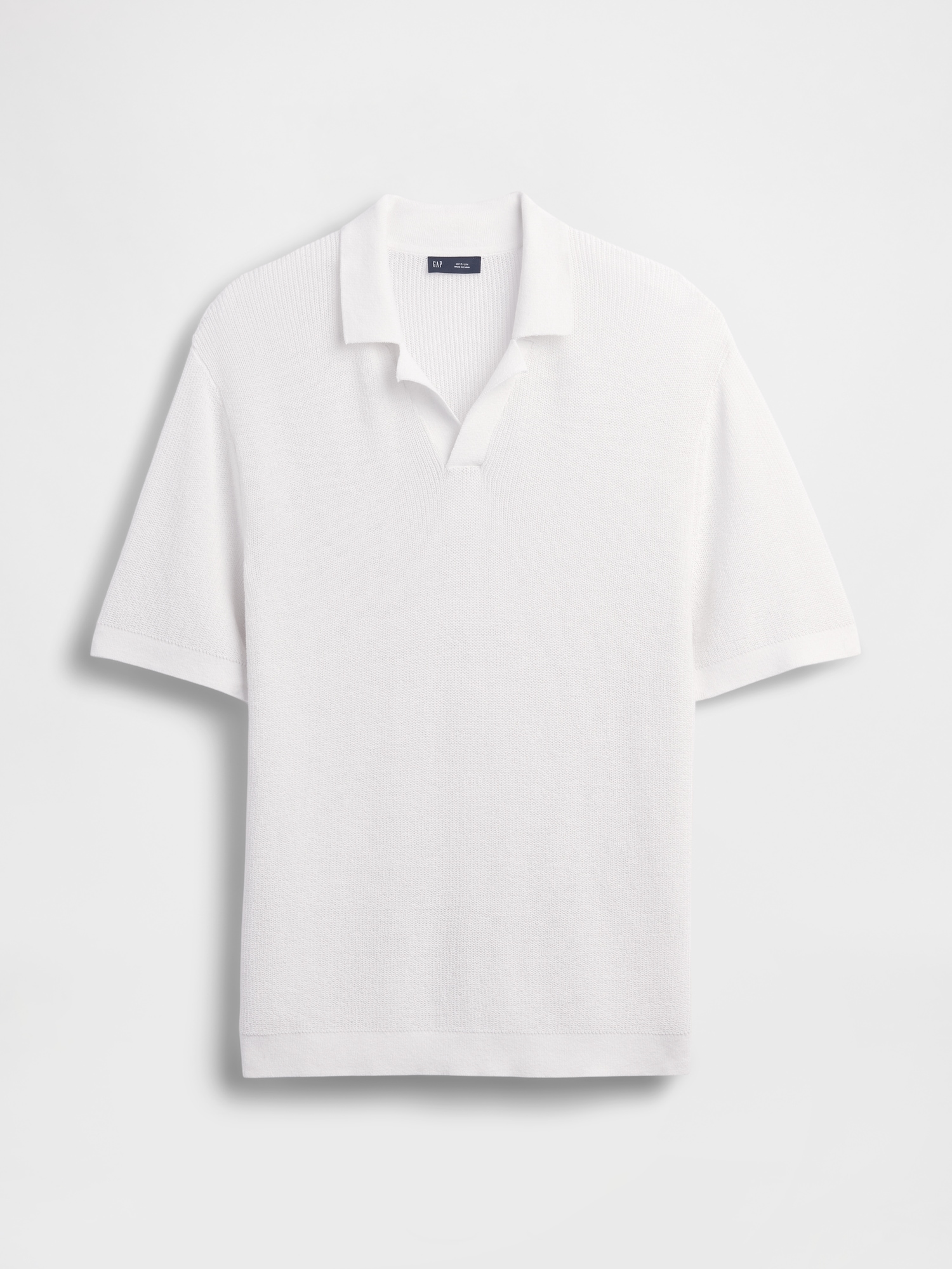 Linen-Blend Camp Polo Shirt Sweater