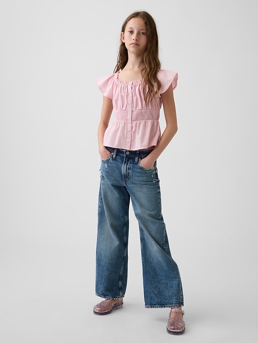 Image number 4 showing, Kids Flutter-Sleeve Button-Front Top