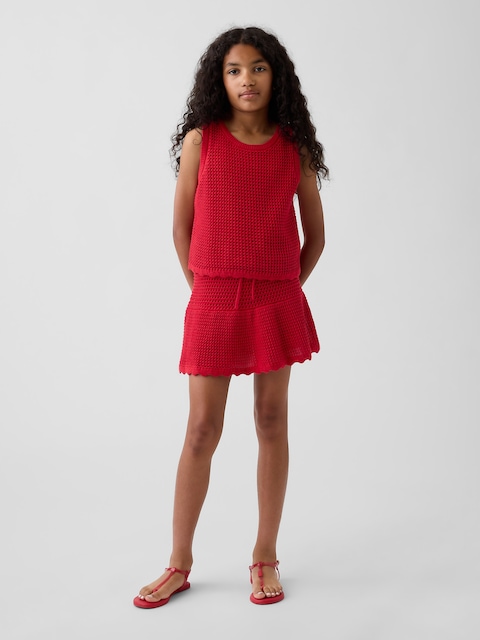 Kids 100% Cotton Tiered Crochet Skort