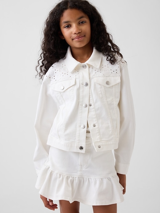Image number 1 showing, Kids Eyelet Denim Jacket