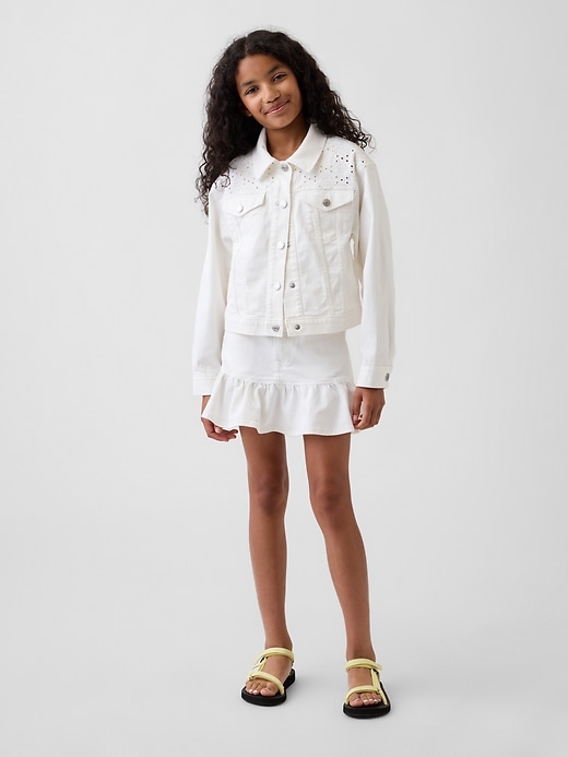 Image number 1 showing, Kids Denim Ruffle Mini Skirt