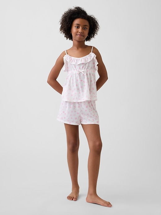 Image number 1 showing, Kids Recycled PJ Ruffle Cami Short Set
