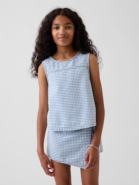 Kids Gingham Denim Shell Tank Top