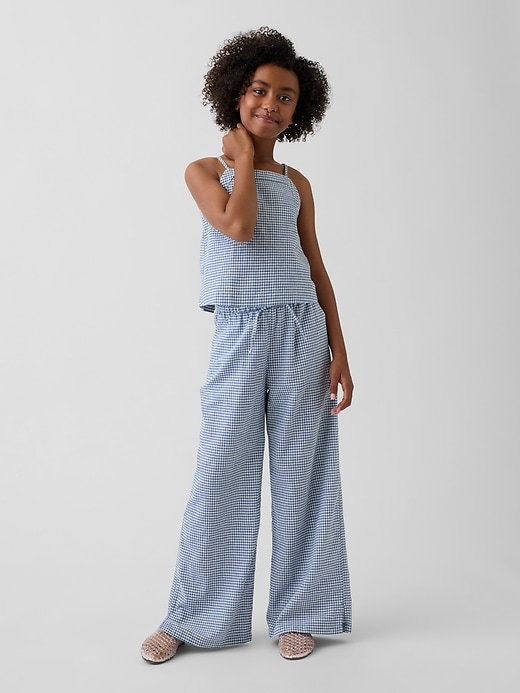 L'image numéro 1 présente Pantalon confort jambe large en lin et coton pour Enfant
