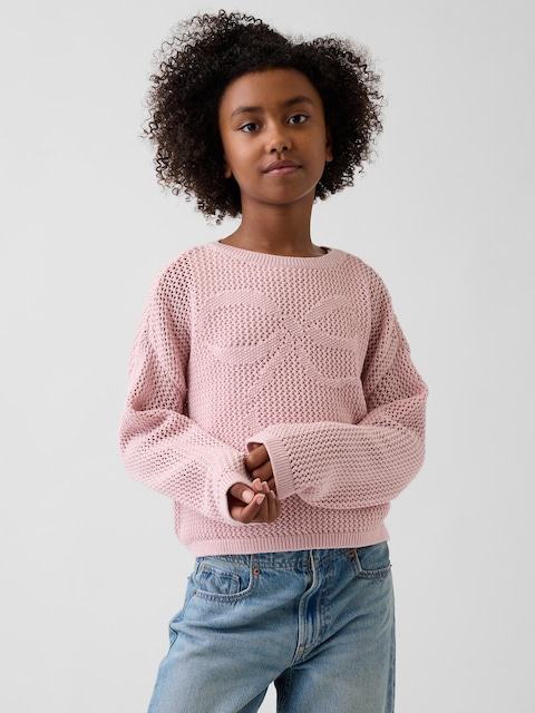 Kids 100% Cotton Crochet Oversized Graphic Sweater