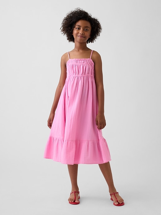L'image numéro 1 présente Robe mi-longue en gaze froissée pour Enfant