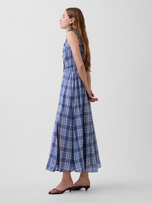 Image number 3 showing, Plaid Voile Smocked Waist Maxi Dress