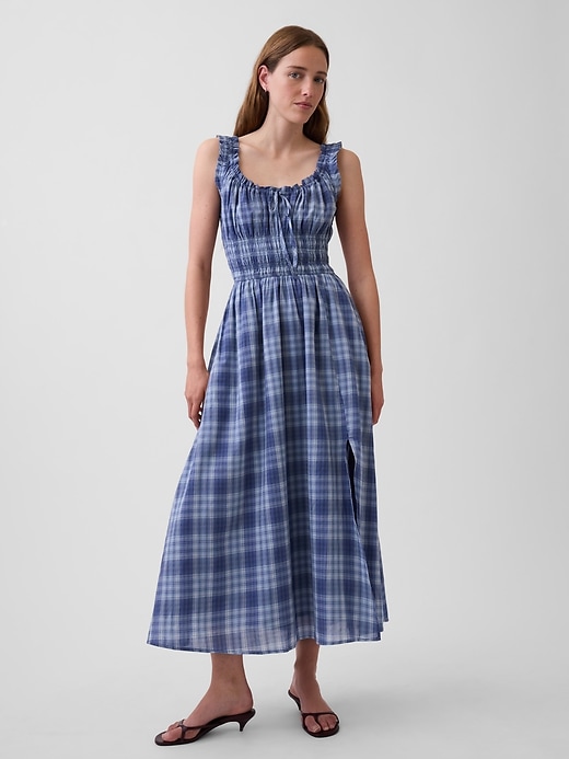 Image number 5 showing, Plaid Voile Smocked Waist Maxi Dress