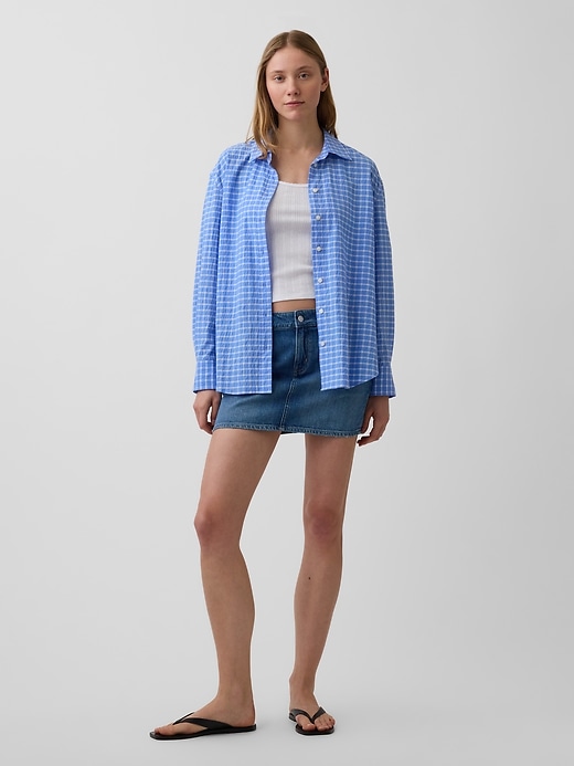 Image number 2 showing, Seersucker Plaid Oversized Shirt