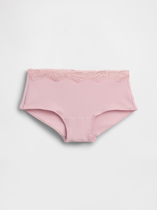 Image number 4 showing, Organic Stretch Cotton Lace-Trim Shorty