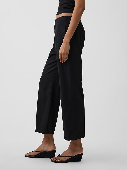 Image number 3 showing, Linen-Blend Relaxed Straight Ankle Pants