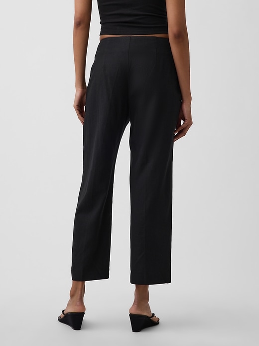Image number 4 showing, Linen-Blend Relaxed Straight Ankle Pants