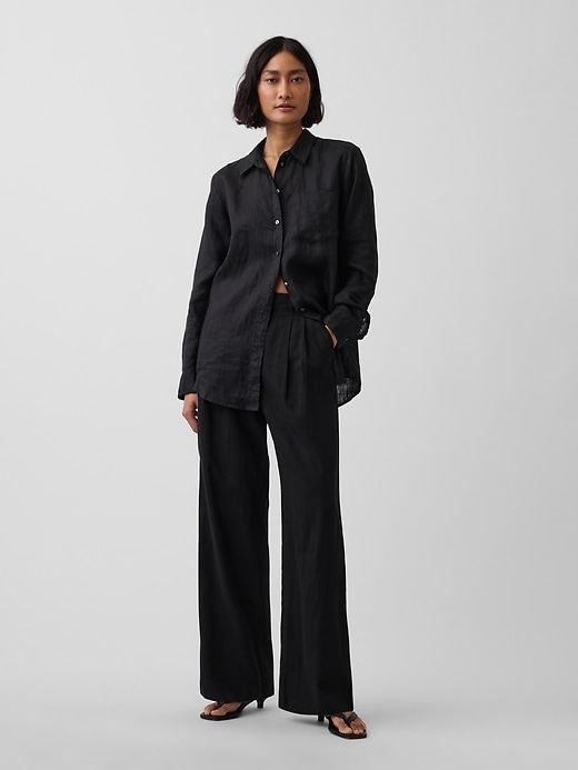 Image number 1 showing, 365 High Rise Linen-Blend Trousers