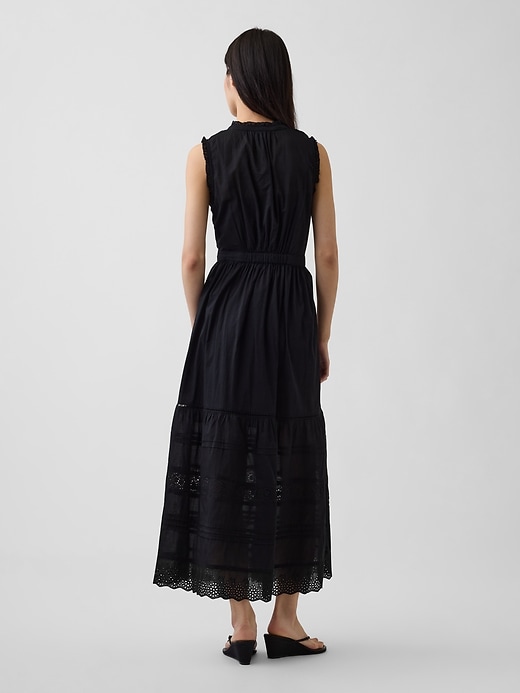 Image number 2 showing, Lace-Trim Tiered Midi Shirtdress