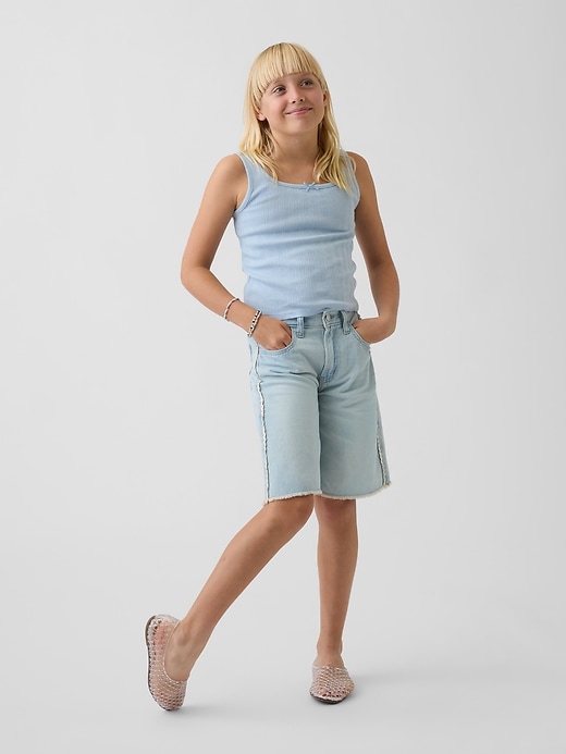 Image number 1 showing, Kids Low Rise Longline Denim Shorts