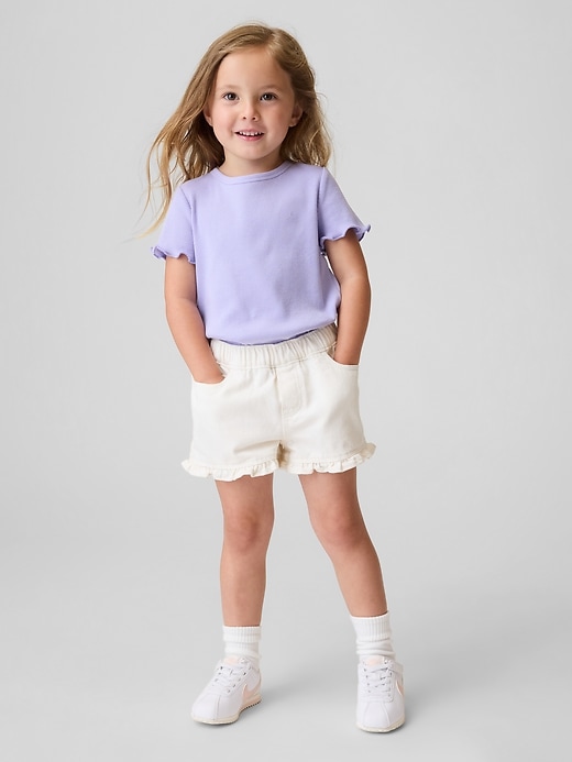 Image number 1 showing, Baby & Toddler Denim Stride Pull-On Ruffle Shorts