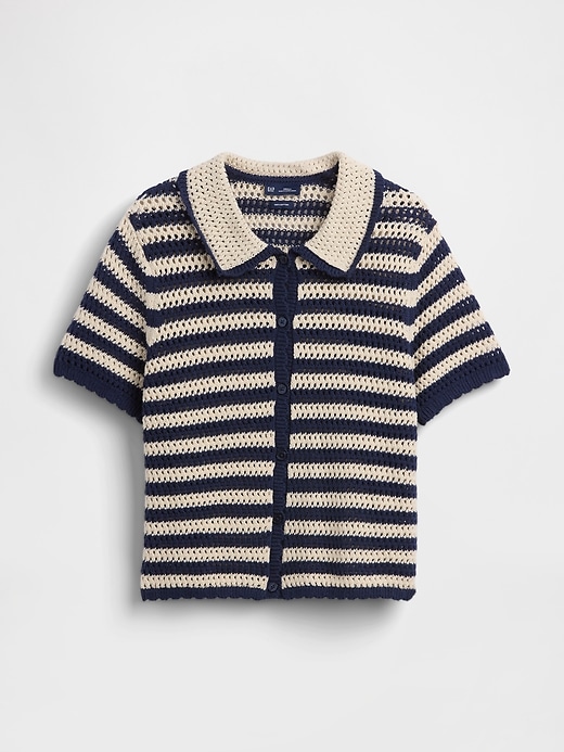 Image number 5 showing, 100% Cotton Crochet Relaxed Sweater Shirt