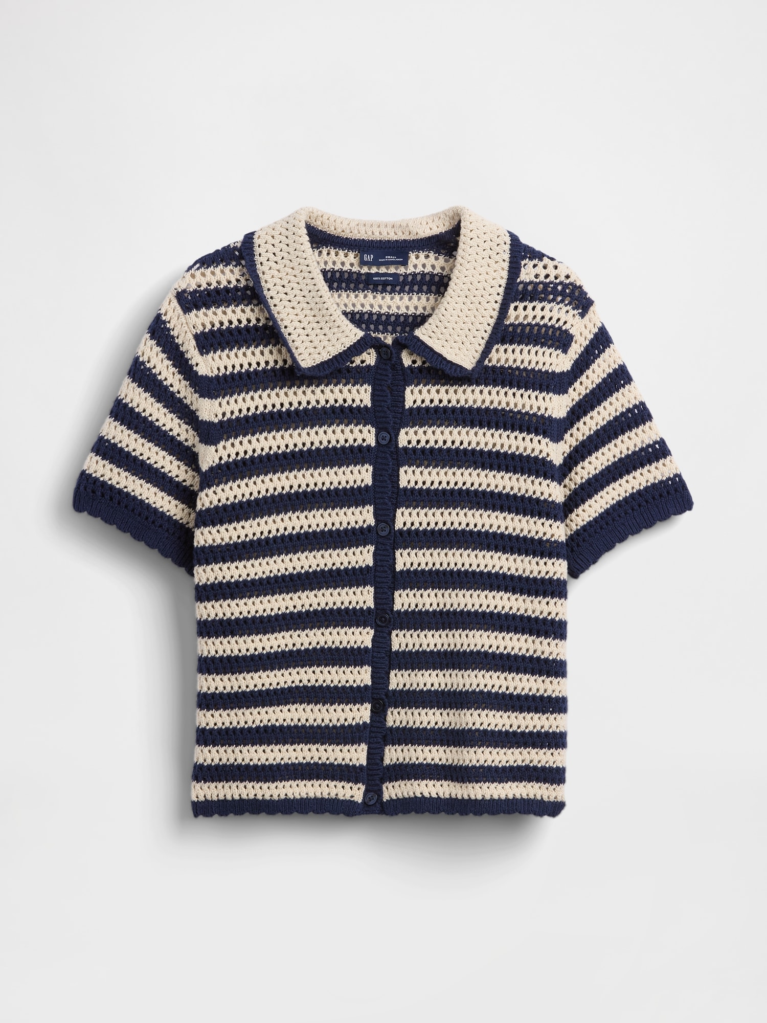 100% Cotton Crochet Relaxed Sweater Shirt