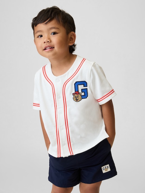 T-SHIRT DE BASEBALL À LOGO ET OURSON BRANNAN POUR BÉBÉ ET TOUT-PETIT