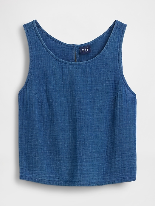Image number 5 showing, Cotton Gauze Denim Shell Tank Top