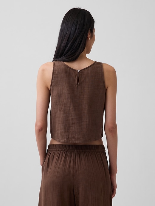 Image number 3 showing, Cotton Gauze Racer Shell Tank Top