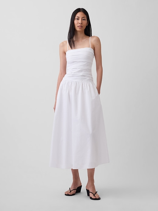Image number 1 showing, Poplin Drop-Waist Maxi Dress