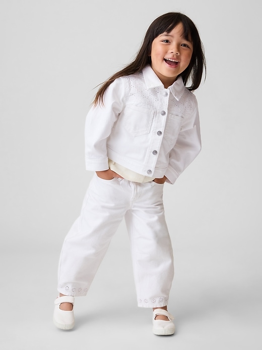Image number 1 showing, Baby & Toddler Eyelet-Hem Horseshoe Jeans