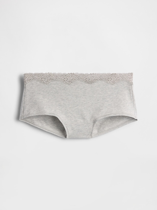 Image number 1 showing, Organic Stretch Cotton Lace-Trim Shorty