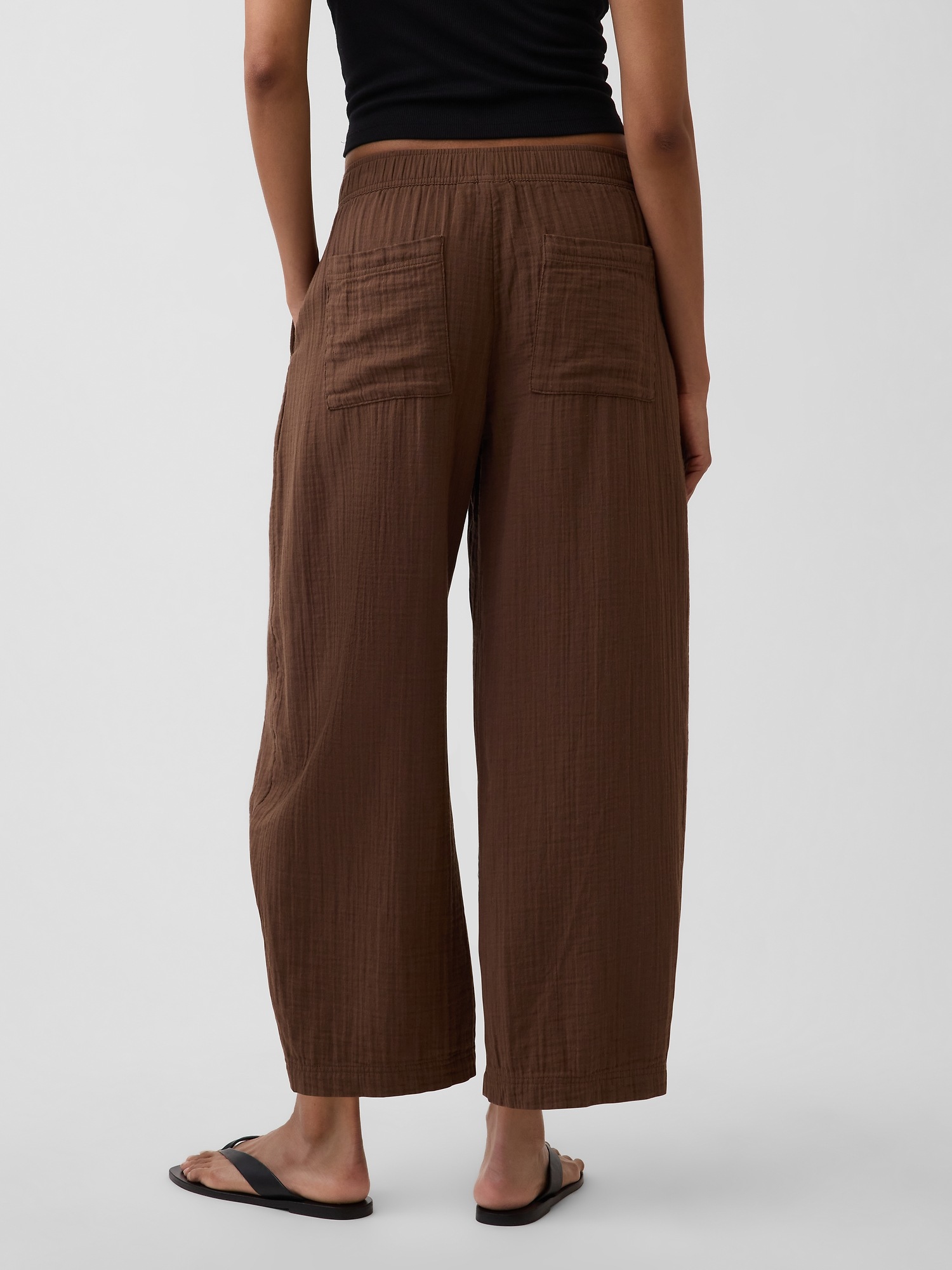 Cotton Gauze Easy Barrel Pants