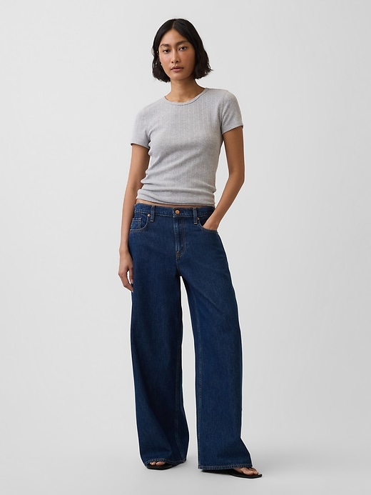 L'image numéro 2 présente T-shirt ras du cou en tricot pointelle