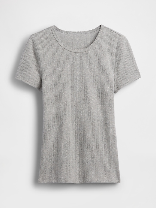 L'image numéro 5 présente T-shirt ras du cou en tricot pointelle