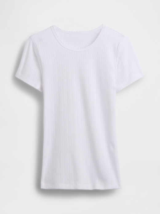 L'image numéro 5 présente T-shirt ras du cou en tricot pointelle