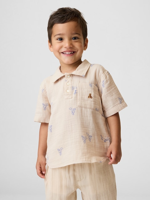 POLO EN GAZE DE COTON POUR BÉBÉ ET TOUT-PETIT