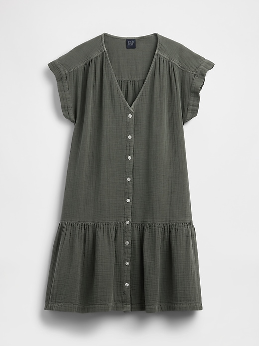 Image number 5 showing, Cotton Gauze V-Neck Tunic Dress