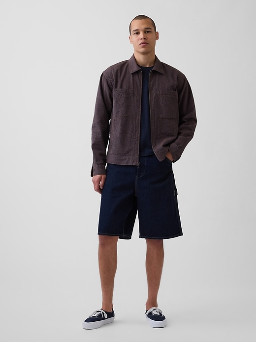 Image number 2 showing, Textured Gingham Zip Shirt Jacket