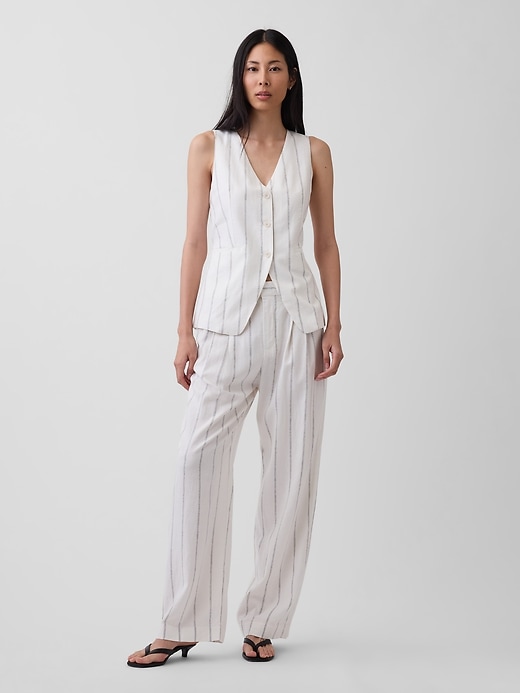 Image number 1 showing, Linen-Blend Longline Vest